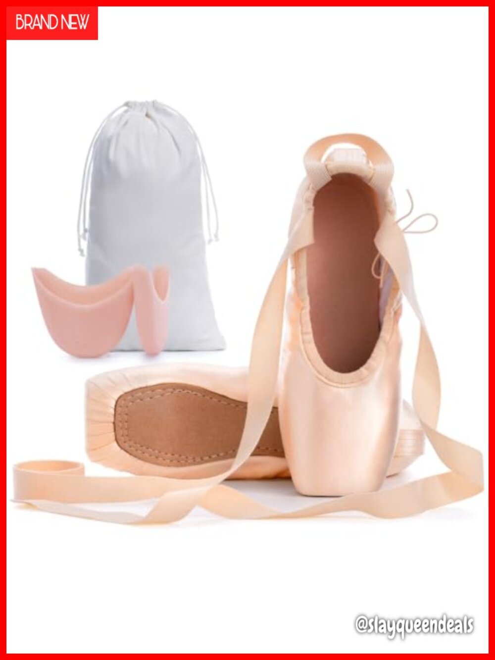Updated Pointe Shoes for Girls and Ladies Professional Ballet Dance with Ribbon
